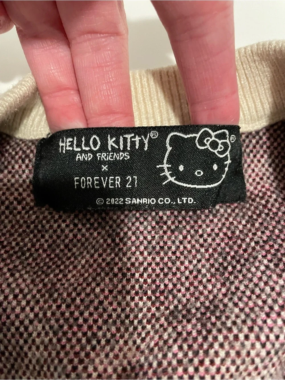 Forever 21 x Hello Kitty Collab Pet Cardigan Sweater Size XS Pink Fall Fashion